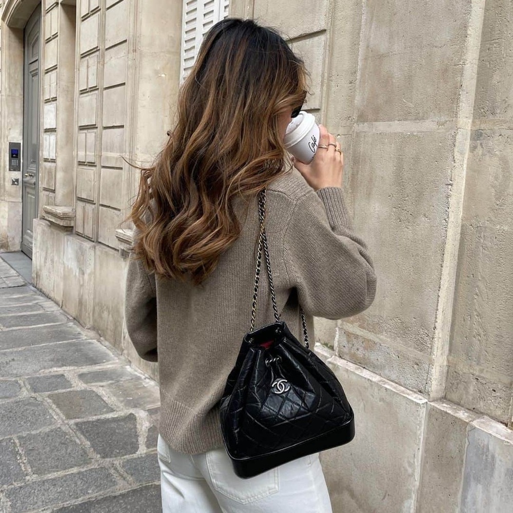 CHANEL Gabrielle Mini Backpack Chain Bag in Quilted Black Leather - Picture 2 of 16